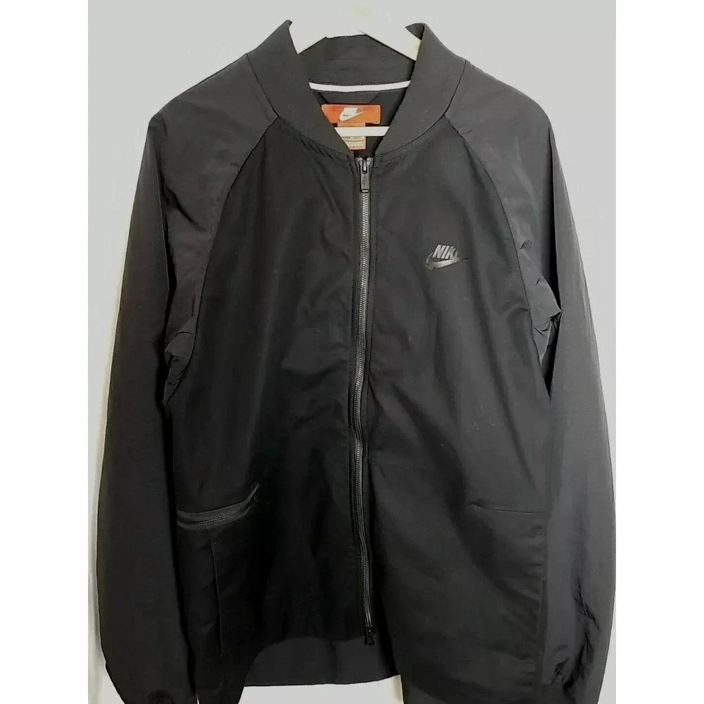 Nike Tech Mens XL Jacket Woven Varsity‎ 832192-010 Black Full Zip Sportswear